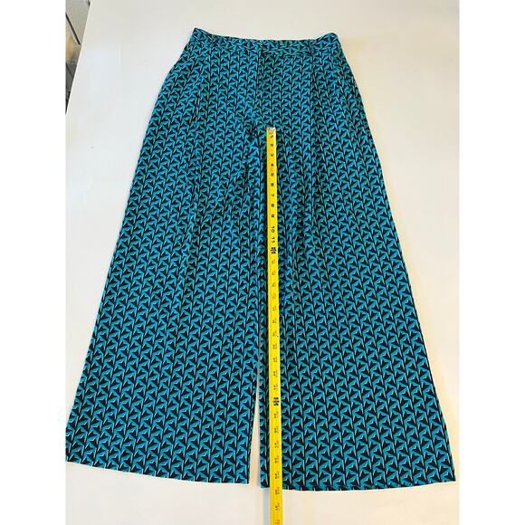 Diane Von Fursternburg Wide Leg Geometric Pants Size 8 Artsy Casual 100% Silk - Picture 5 of 16
